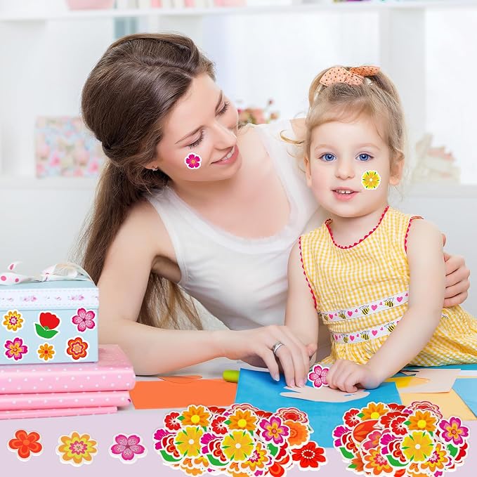 300Pcs Flower Foam Stickers, Self-Adhesive Spring Foam Stickers Colorful Flower