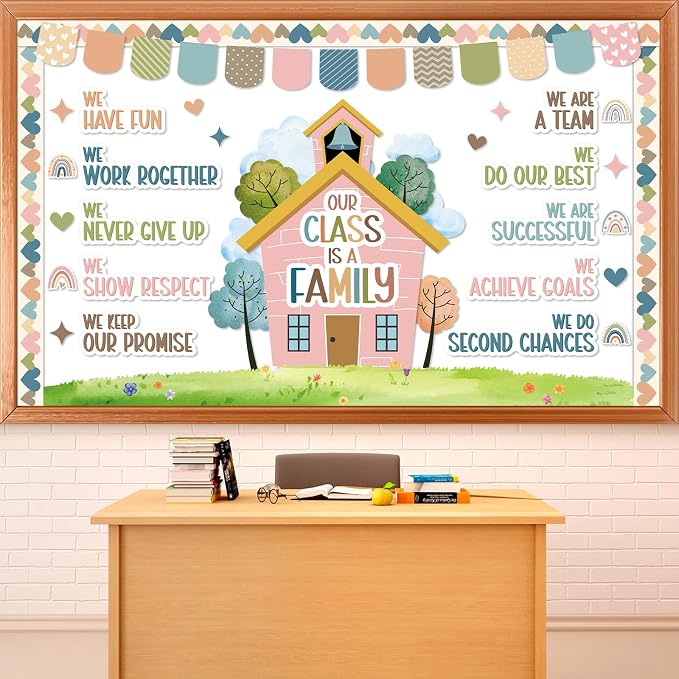 Motivational Bulletin Board Classroom Decoration Boho Our Class is A Family