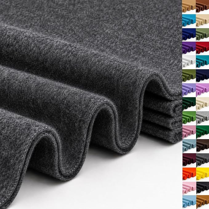 Charcoal Gray Large Felt Fabric 36" x 36", 1.4 mm Soft Felt Sheet, Nonwoven
