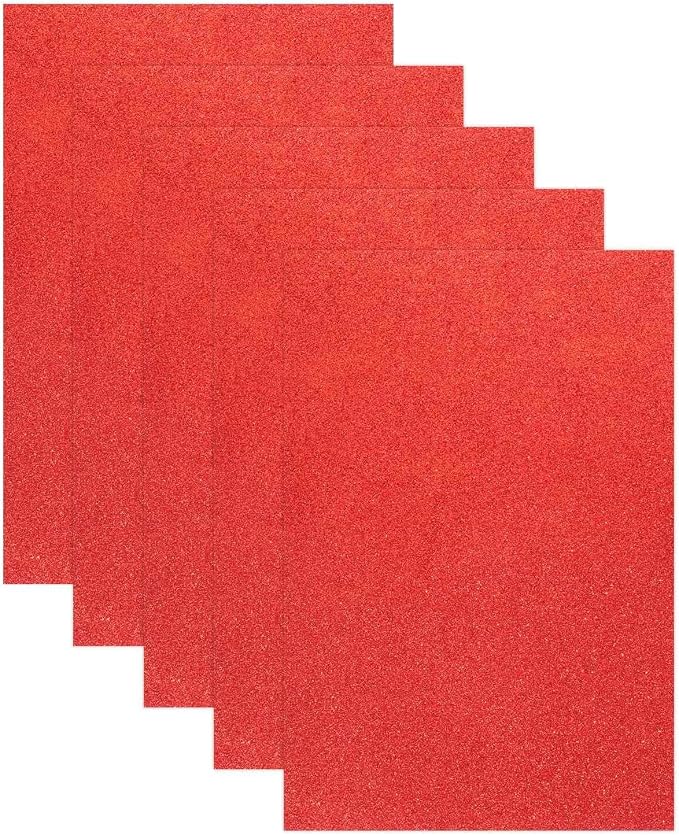 MECCANIXITY 5 Sheets Red Shiny Foam Sheets, 8 Inch x 12 Inch Sparkle EVA Foam