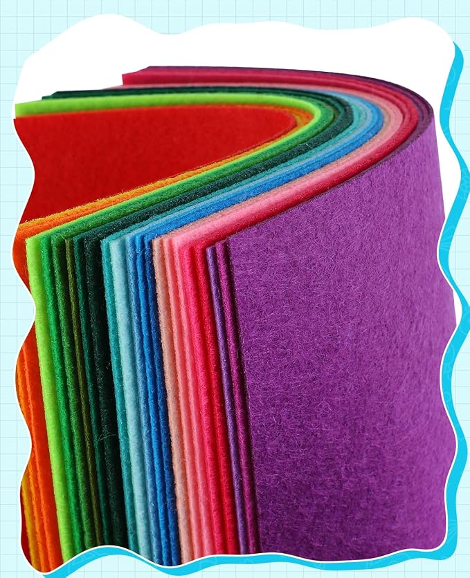 Assorted Craft Felt Sheets: 20 Pack 8x12 Inch Rectangles 1mm Thick