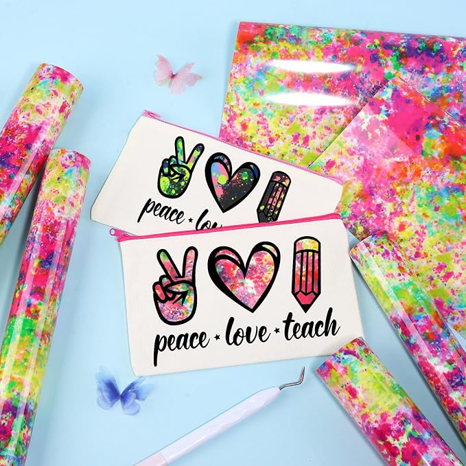 Tintnut Pink Green Splash Heat Transfer Vinyl, stretch washable, works