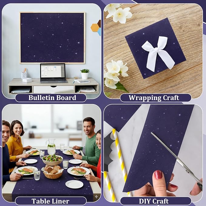 2 Rolls Outer Space Bulletin Board Paper Non-Woven Galaxy Fabric Bulletin Board