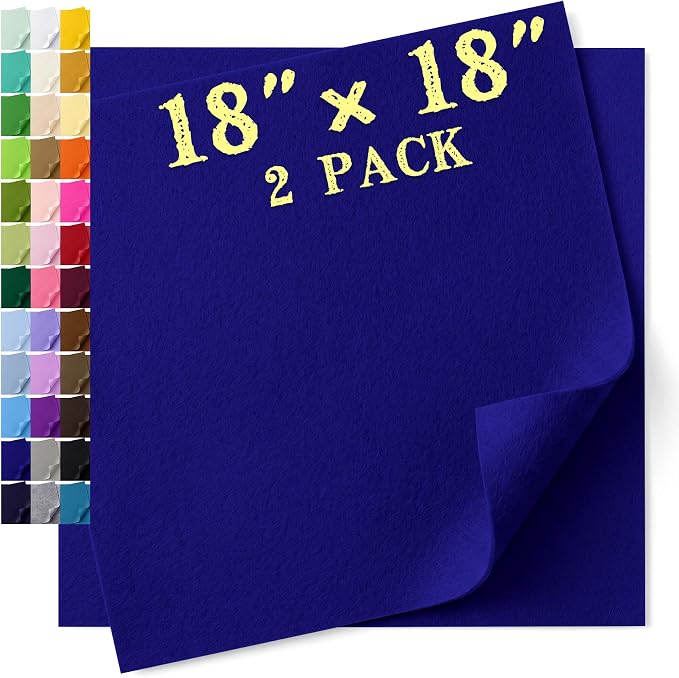 Felt Fabric Sheet 18 x 18 Inch, 1.6mm Thick | Soft and Flexible Nonwoven