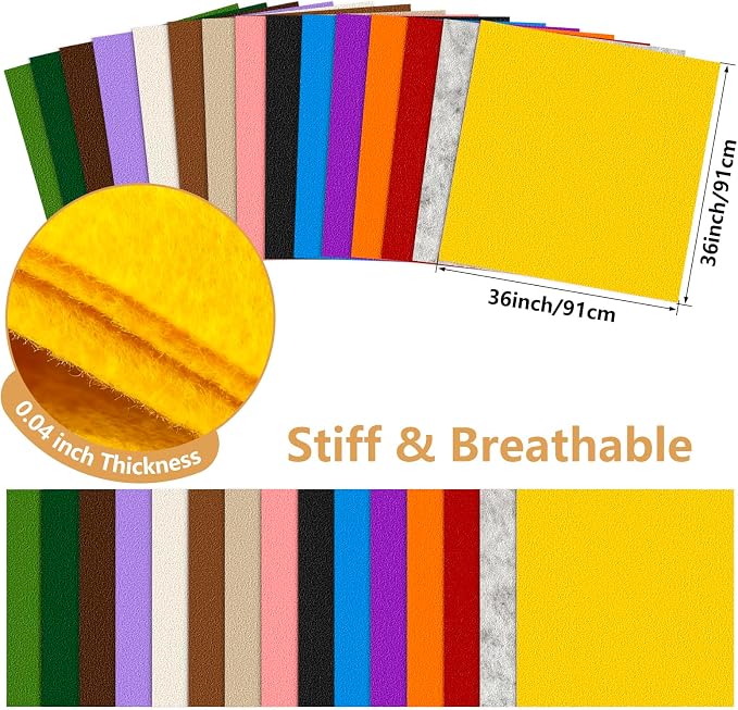 Felt Fabric 36'' X 36'' Large Felt Sheets Stiff Craft Felt by The Yard