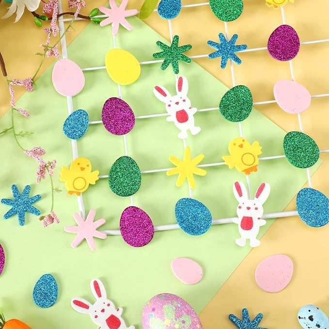 600Pcs Easter Foam Stickers Glitter Bunny Eggs Chick Stickers | Self-Adhesive