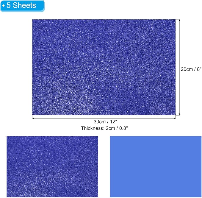 PATIKIL Dark Blue Shiny EVA Glitter Foam Sheet 11.8 x 7.9 Inch 2mm Thick