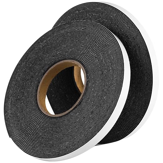 Tatuo 2 Rolls Double Sided Foam Tape 0.6 Inch by 50 Feet Black PE Foam Tape
