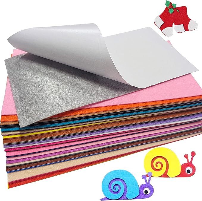 Jtnohx Self Adhesive Felt Sheets, Adhesive Backed Felt, 33 Colors Sticky Back