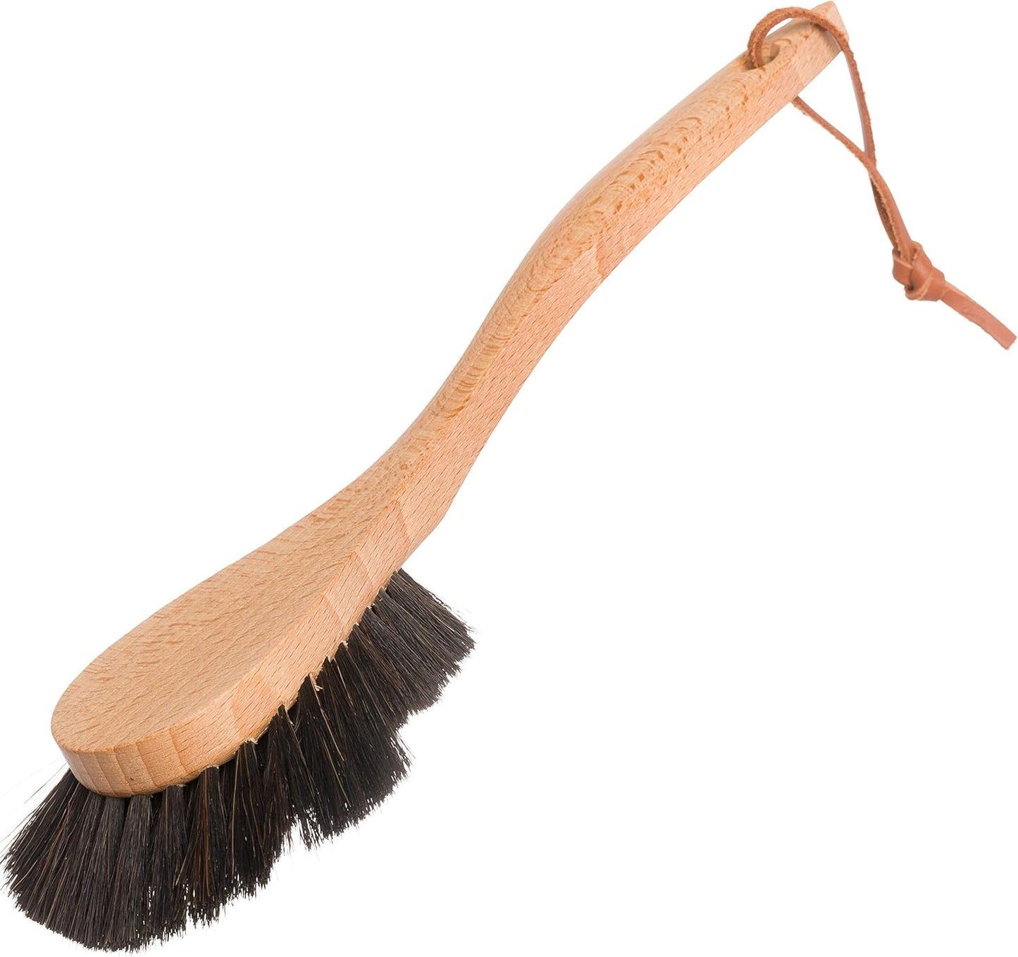 Redecker Horse Hair Bristle Dish Brush with Extra-Large Brush Head, Oiled Beechwood Handle, 10-3/5-Inches, Made in Germany