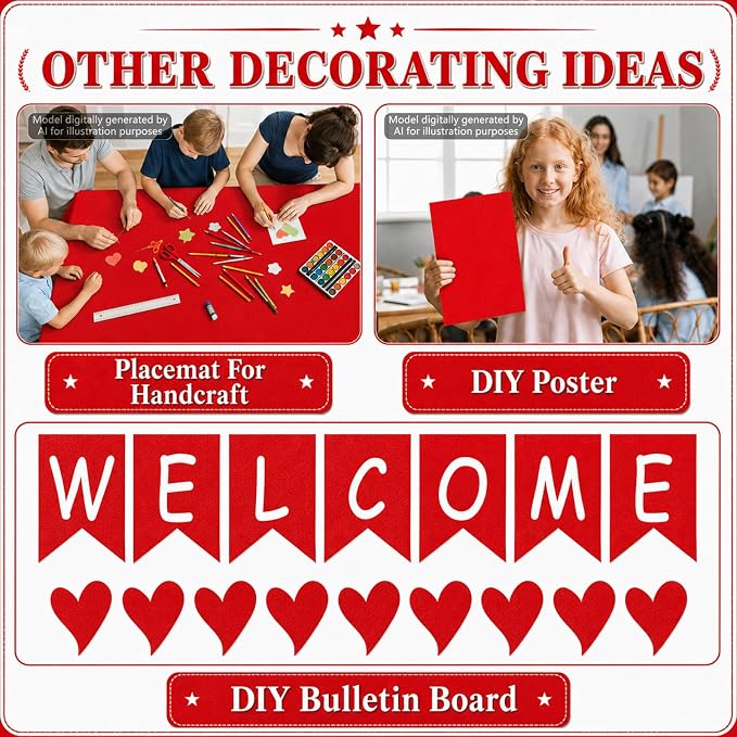 Red Bulletin Board Roll Non-Woven Fabric Poster 16in X 20ft | Back to School