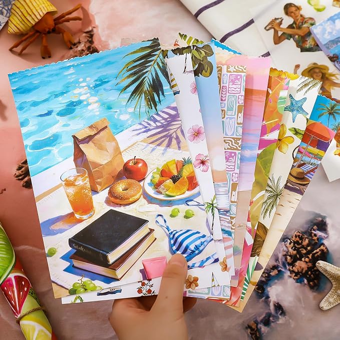 Summer Beach Scrapbook Sticker Book, 500+ Vintage Travel Stickers