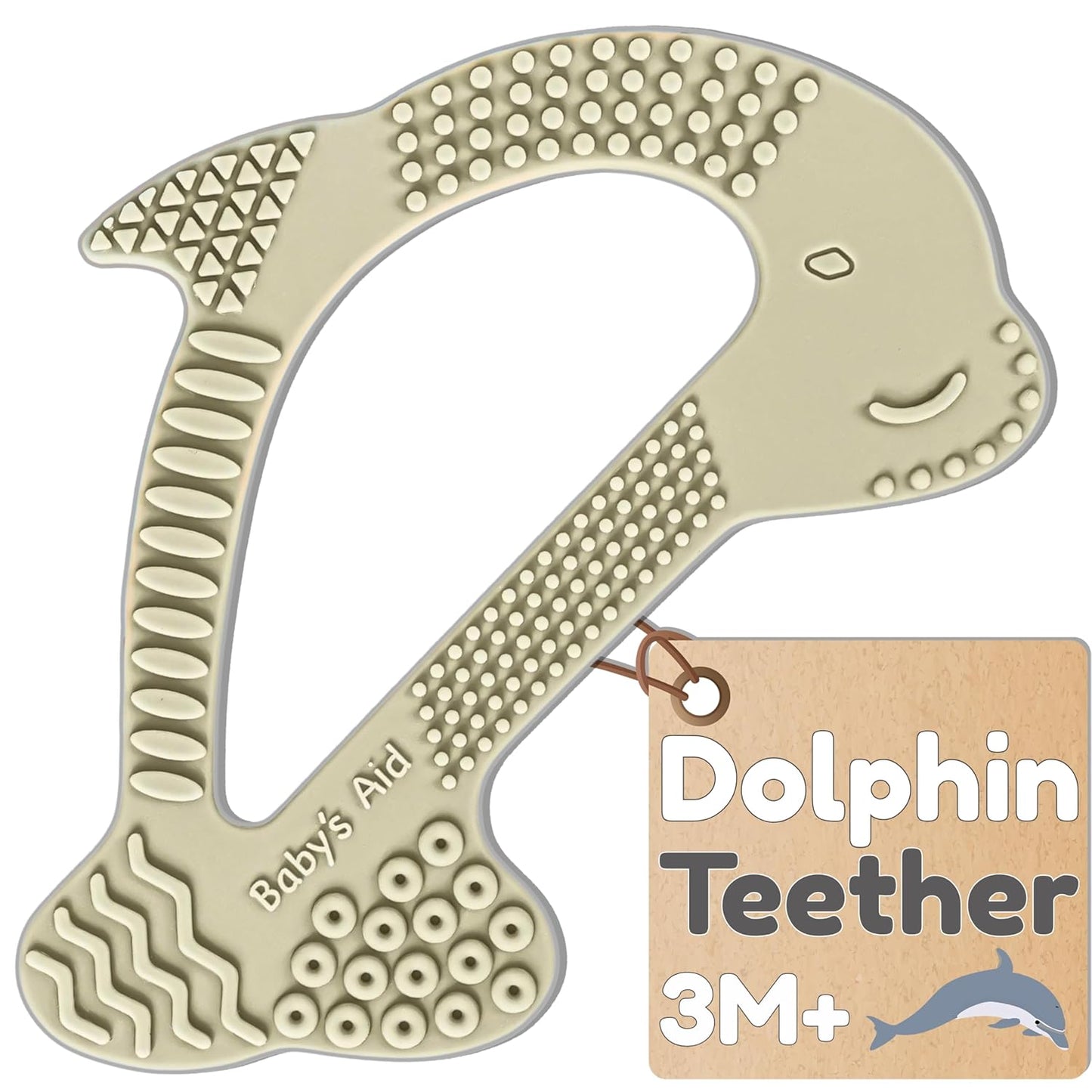 Baby Teething Toy, 8 Pain Relief Textures, Dolphin Silicone Teethers for Babies, Easy to Hold, Chew & Clean, BPA-Free Baby Teething Relief, Durable and Flexible Infant Chew Toys, 3M+ - Baby’s Aid