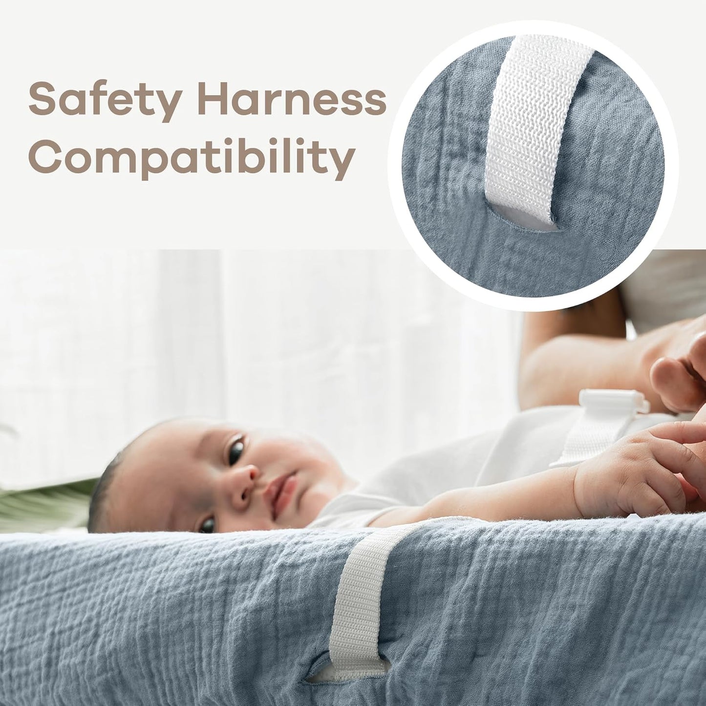 Comfy Cubs Muslin Fitted Changing Pad Cover - Soft, Breathable & Washable 100% Cotton Fitted Sheet for Baby's Comfort - Universal Fit for Flat & Curved Baby Changer Pad - Pacific Blue