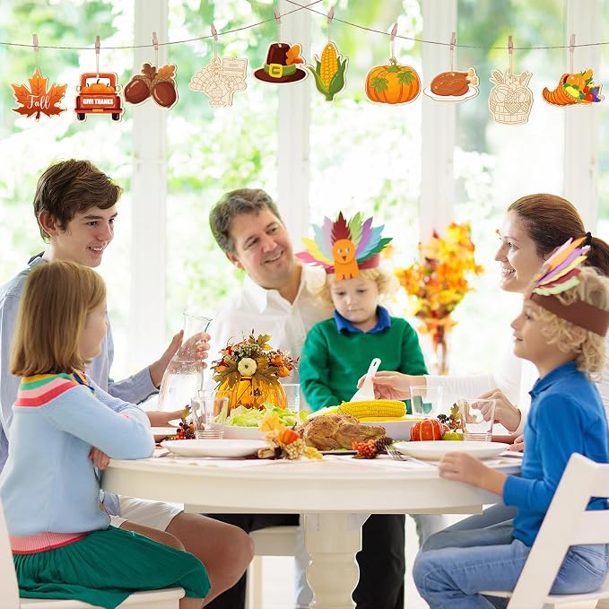 36PCS Wooden Thanksgiving Decoration Fall Ornaments to Paint Happy Thanksgiving