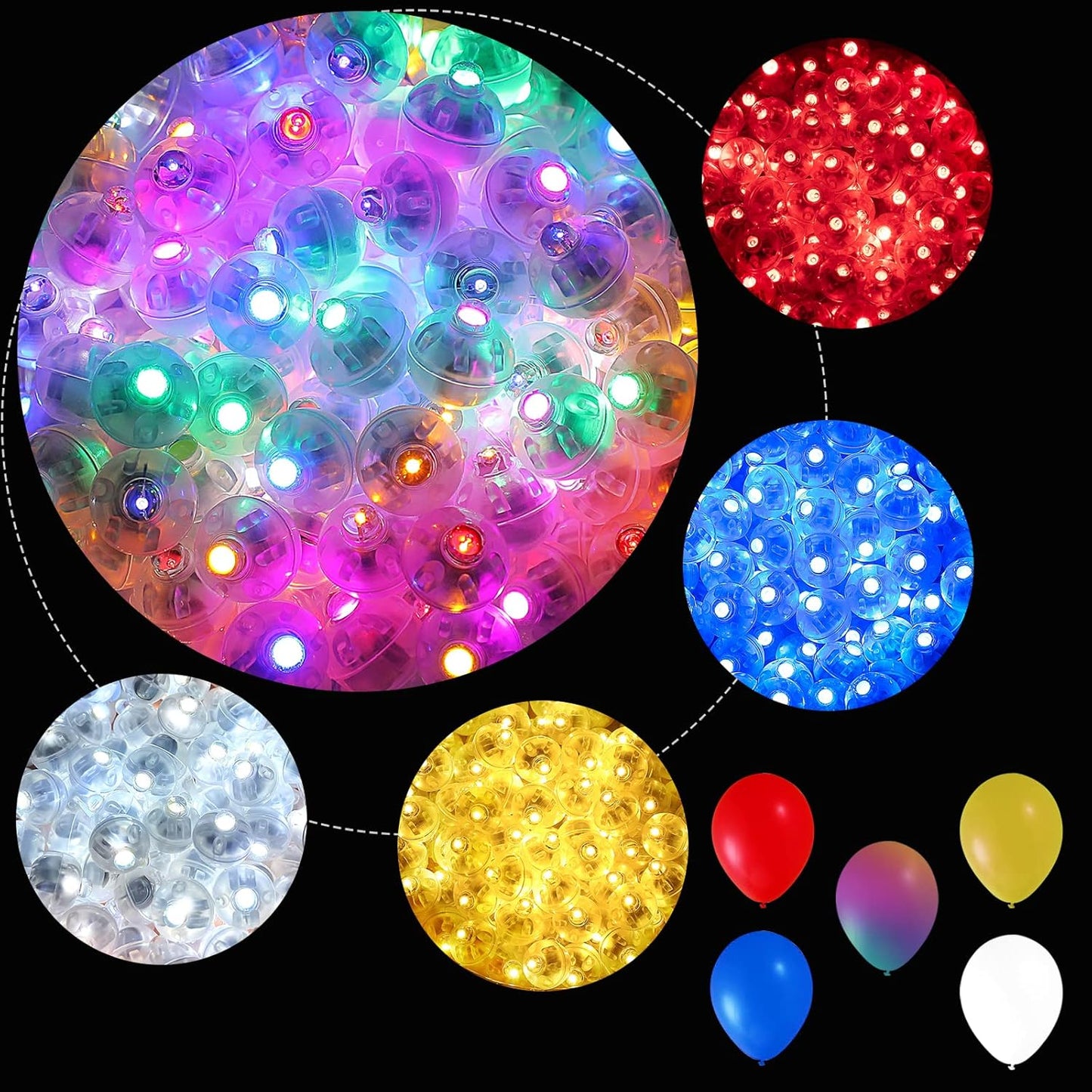 ZGWJ 100PCs Mini Led Lights for Paper Lantern, Led Balloons Light up Balloons for Neon Party Lights Easter Eggs Christmas Halloween Birthday Party Wedding Decoration