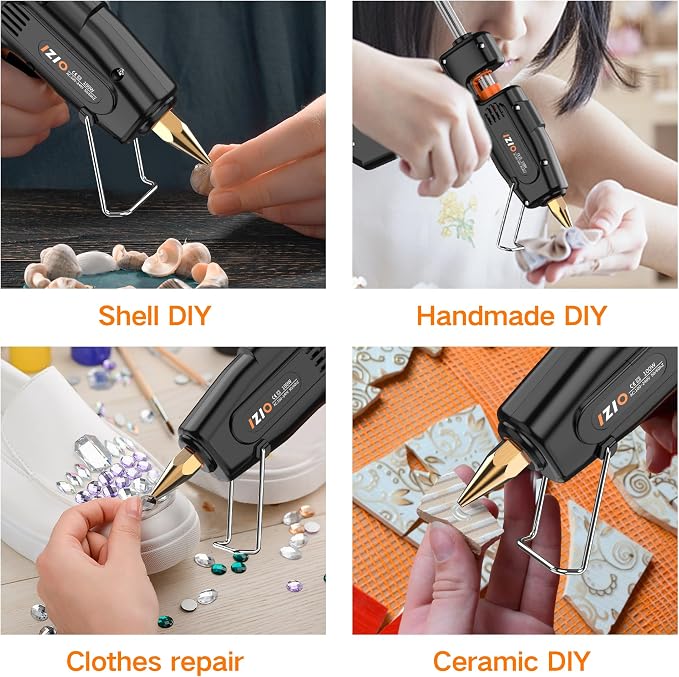 IZIO Hot Glue Gun with 21 Glue Sticks7/16") &Storage Pouch - 100W Fast Heating