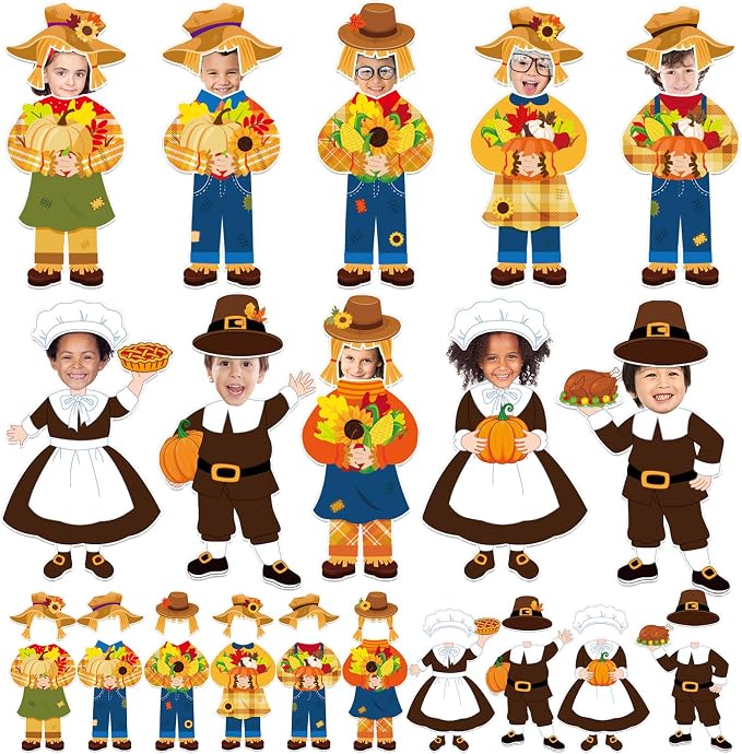 gisgfim 80Pcs Fall Scarecrow Cutouts Fall Thanksgiving Decorations Bulletin