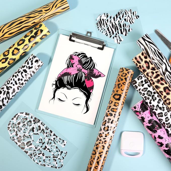 Tintnut Leopard Permanent Vinyl 8 Sheets 12"x10" Permanent Adhesive Vinyl |