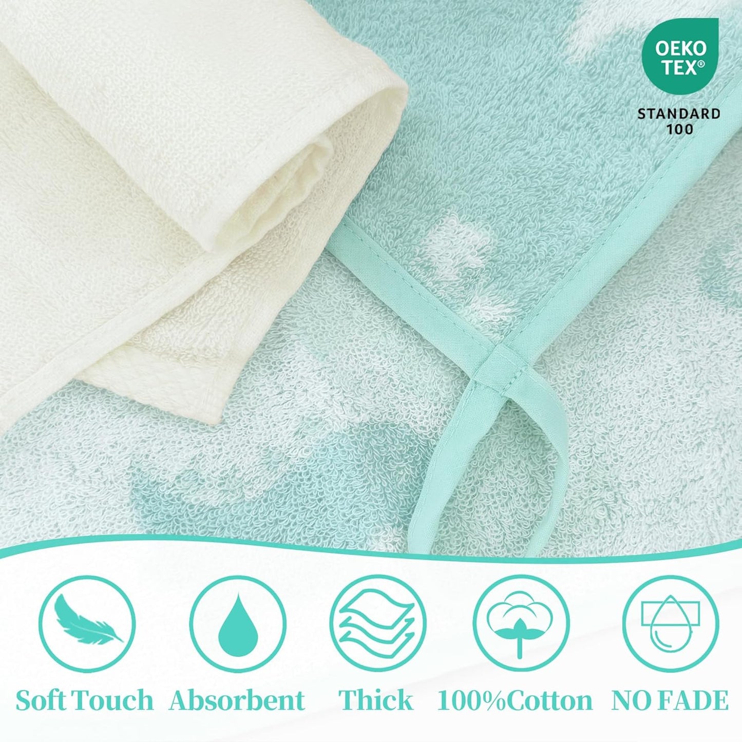VOOVA & MOVAS 6 Pack 100% Cotton Baby Washcloths | 12x12 Inches | Highly Absorbent | Ultra-Soft Newborn Towels | Perfect Set,Baby Essentials |Dino & Ivory Colors