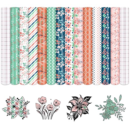 Tintnut Floral Permanent Vinyl 12 Sheets 12x10in Self Adhesive Vinyl | Boho