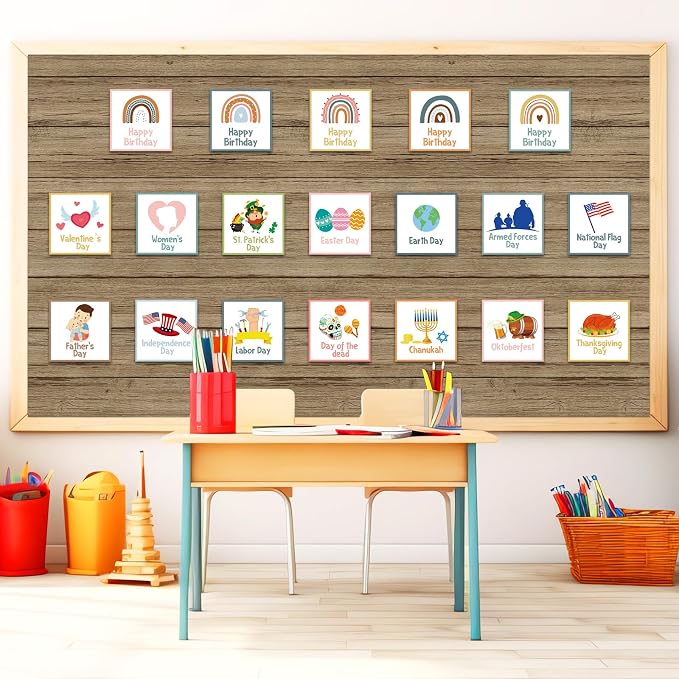 Qyeahkj Wood Grain Bulletin Board Paper Roll Rustic Bulletin Board Background