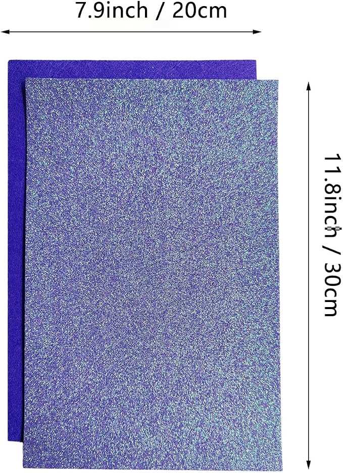 Jtnohx Glitter Felt Fabric, 8 x12 inches Felt Square Glitter