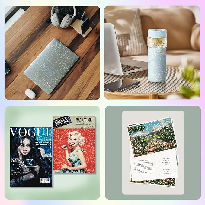 36 Sheets Holographic Laminate Sheets Clear Self Adhesive Sticker Paper |