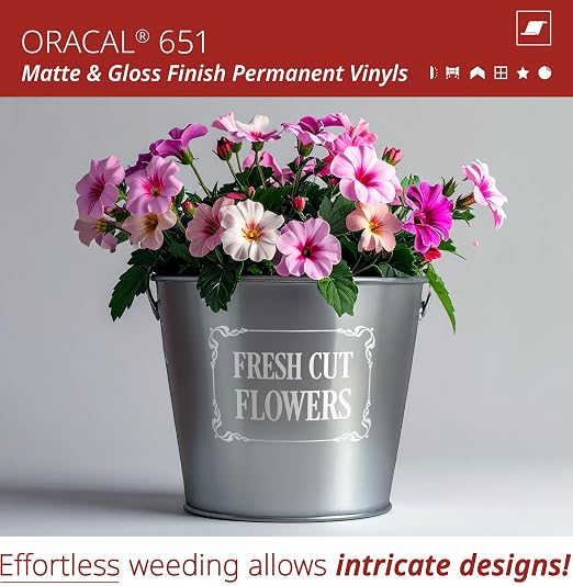 ORACAL 651 Matte White Vinyl Durable Roll Easy to Weed Permanent Adhesive Craft