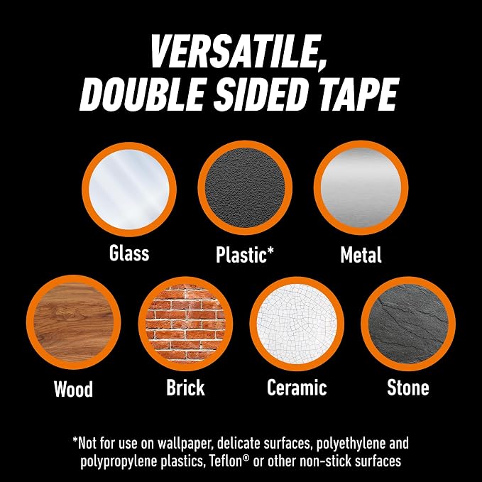 Gorilla Tough & Clear Double Sided Tape Squares, 24 1" Pre-Cut Mounting Squares