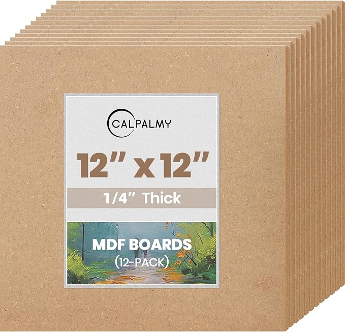CALPALMY 12-Pack MDF Board 1/4 Inch Thick 12" x 12" Unfinished Wood Panels