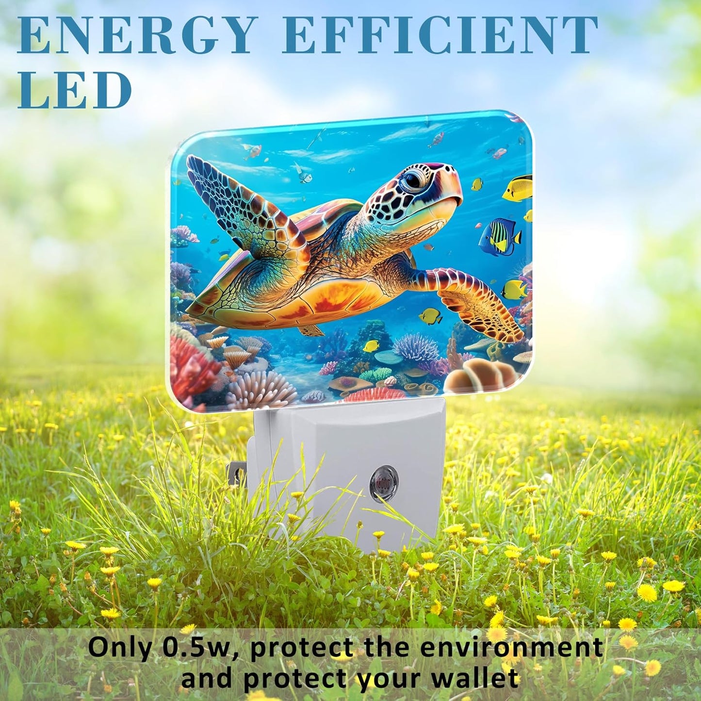 Sea Turtles in Underwater World Night Light for Kids Girls Boys, Turtles LED Night Light Plug into Wall with Dusk to Dawn Sensor for Bedroom, Hallway, Kitchen, Bathroom, Stairs Decor
