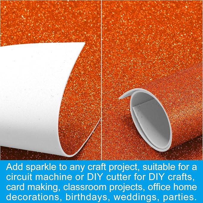 PATIKIL 30Sheets Orange EVA Glitter Foam Sheet 11.8 x 7.9 Inch 2mm Thick