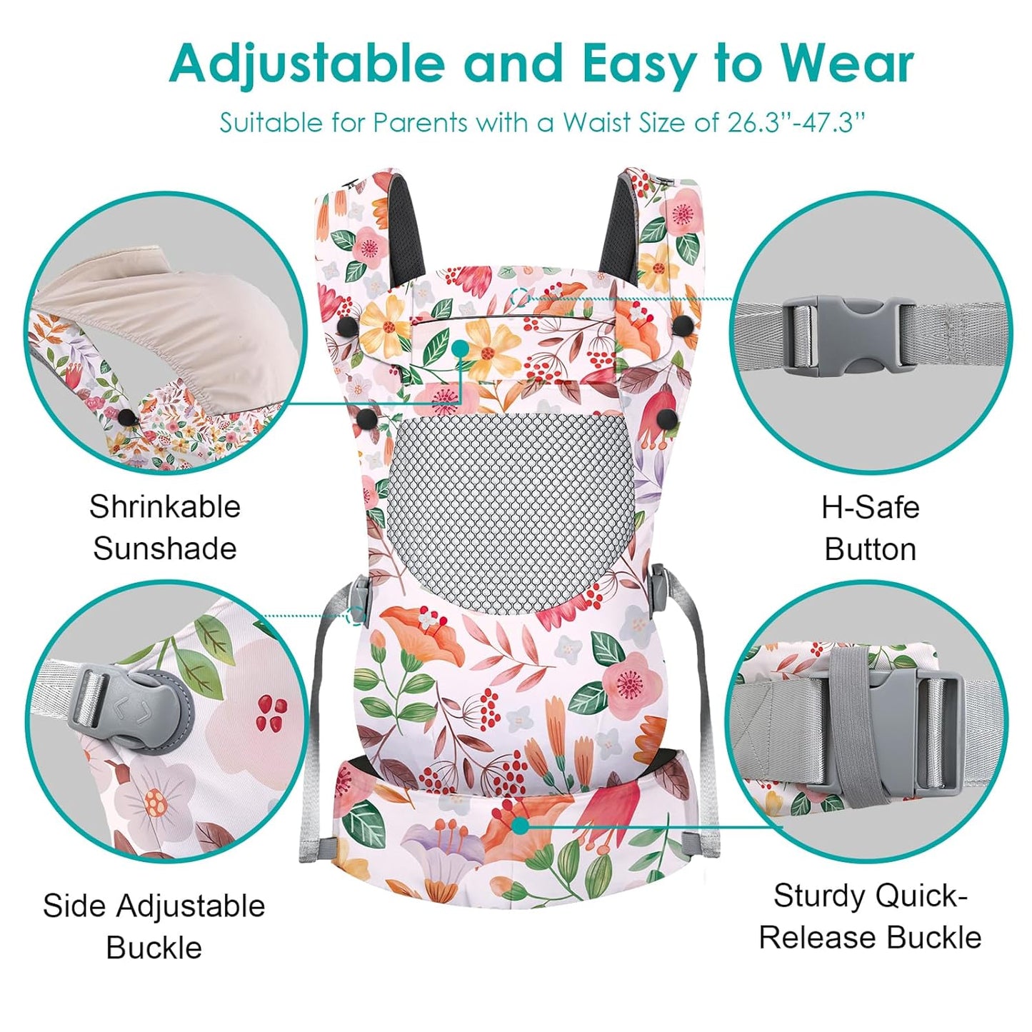 Infant Baby Front Carrier, Toddler Body Carrier, 7-66 Lbs Ergonomic Design, Lumbar Support, Lightweight Baby Chest Carriers (3-36 Months)