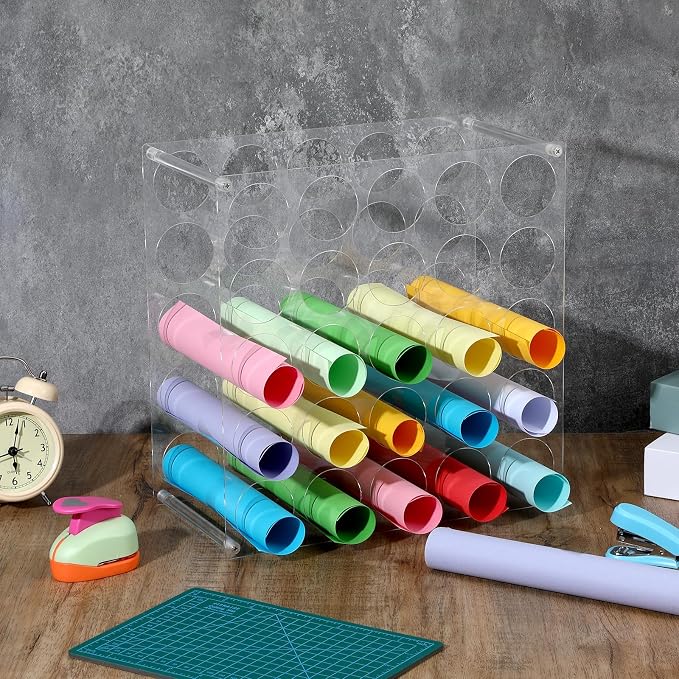 2-Pack 25 Holes Rack Vinyl Holder Acrylic Vinyl Roll Storage