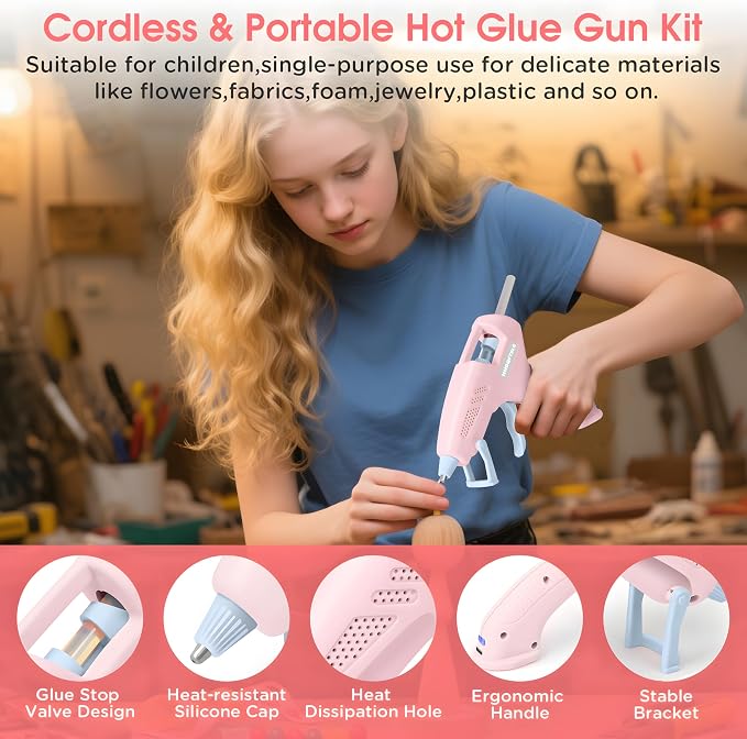 Cordless Hot Glue Gun, Fast Preheating