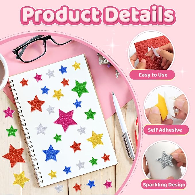 900Pcs Foam Stickers, Colorful Foam Shape Stickers Self Adhesive Star Stickers