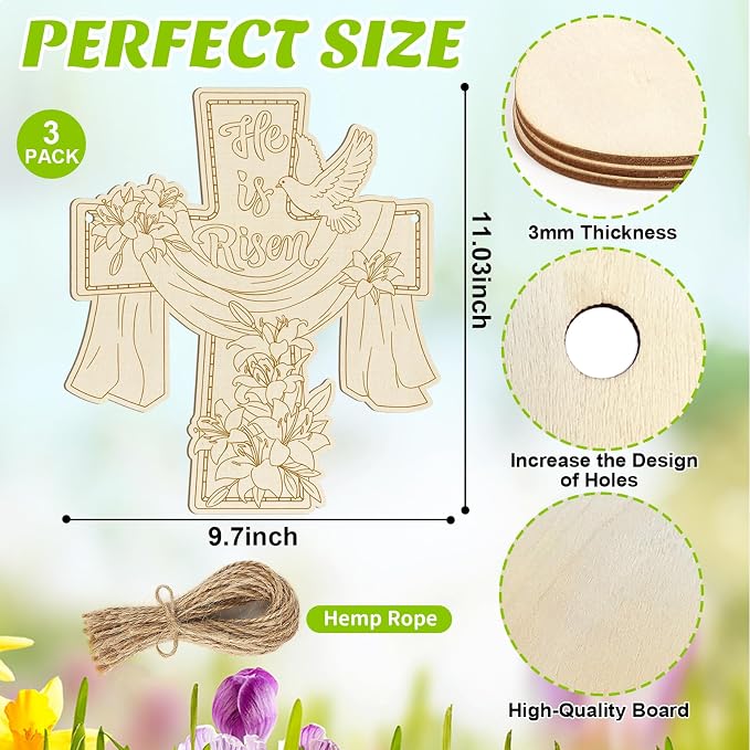 Large Size 12" Wooden Easter Ornaments to Paint, Wooden DIY Blank Unfinished