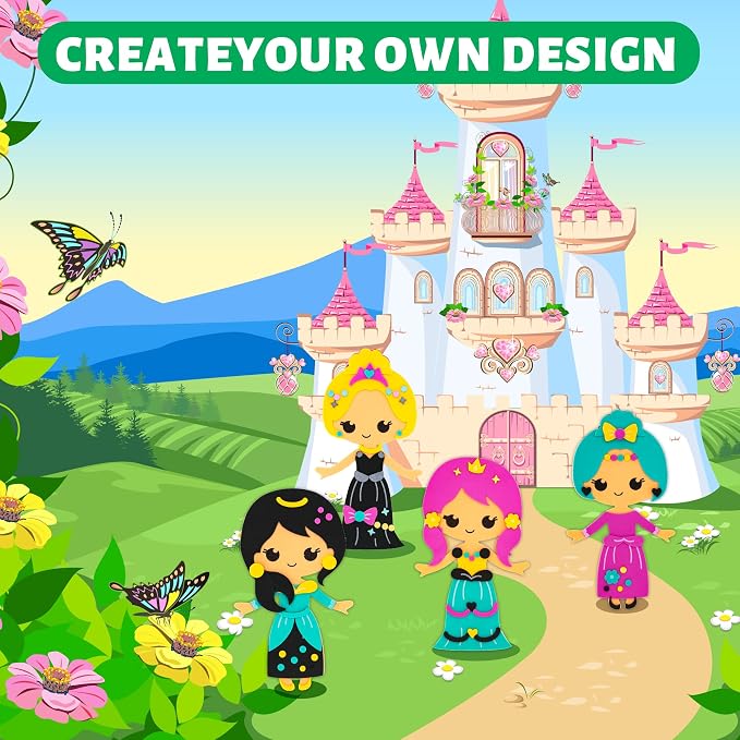 VKPI 4 Pieces EVA Foam Art Crafts Gift Kit, Creative Make Your Own Princess