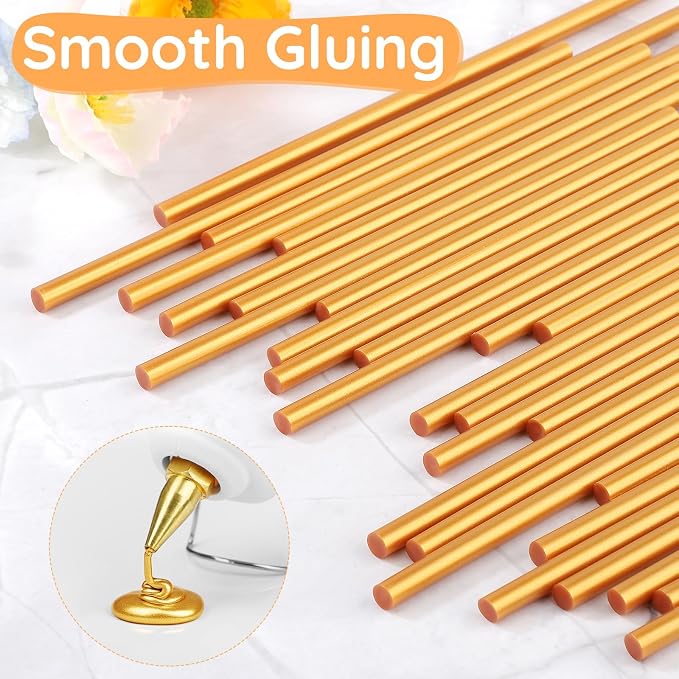72pcs Metallic Gold Hot Glue Sticks, 0.27"x8" Mini Glue Sticks Colored