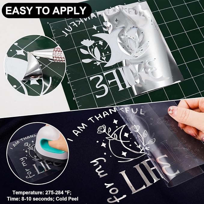 VINYL FROG Silver Metallic Foil Heat Transfer Vinyl 12" x5ft Silver HTV Vinyl