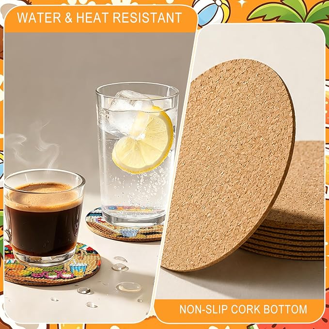 8-Pack Diamond Art Coaster Kit