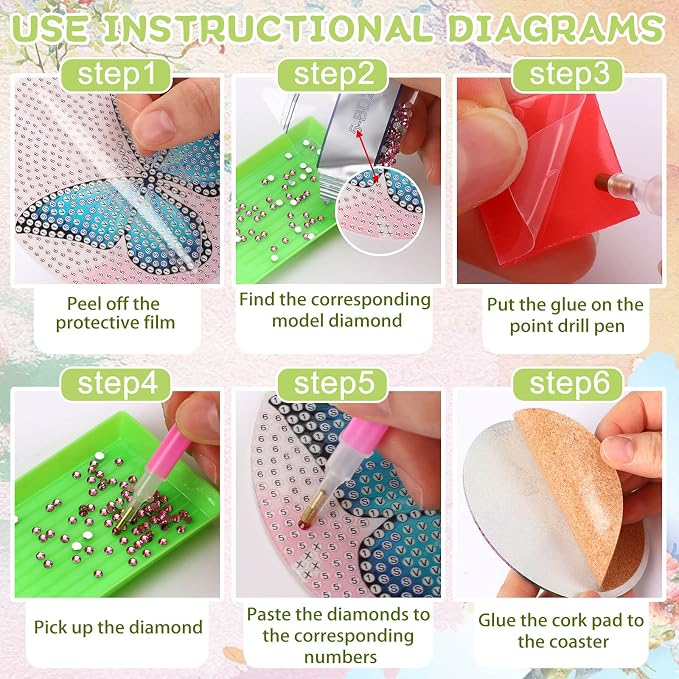 UPINS 8Pcs Diamond Art Painting Coasters