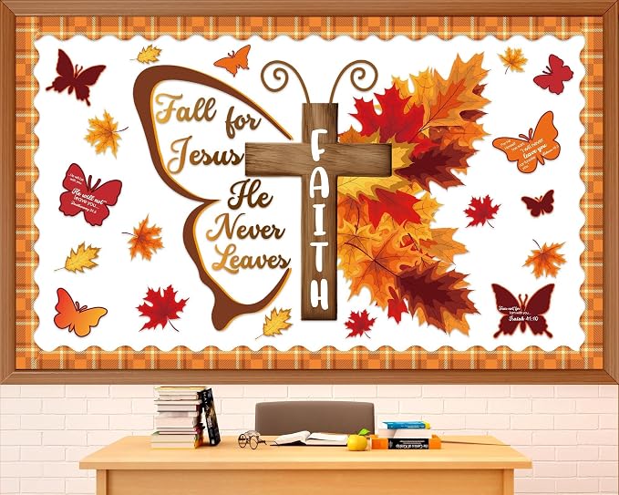 Religious Fall Bible Butterfly Bulletin Board Set Fall