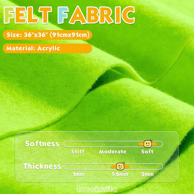 Lime Green 36" X 36" Felt Fabric Sheet