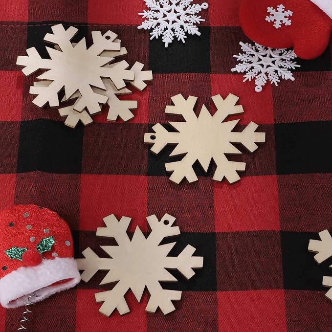 Unfinished Wooden Christmas Ornaments-Tmflexe 50-Pack Paintable Blank Xmas Tree