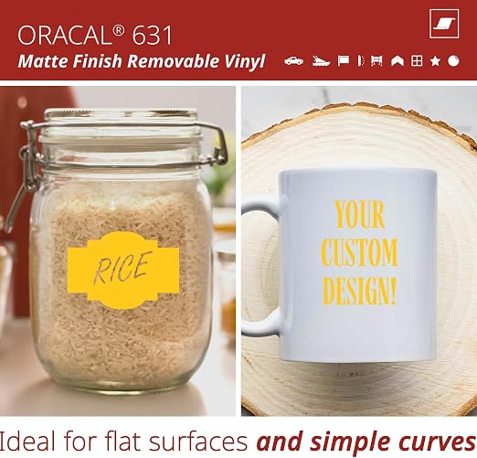 ORACAL 631 Matte Yellow Vinyl Durable Roll Easy to Weed Permanent Adhesive