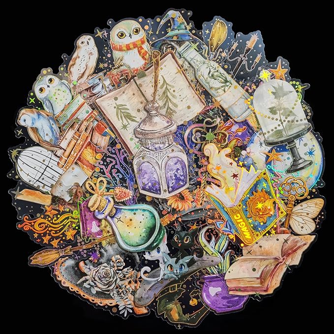 Yoksas Vintage Gold Foil Holographic Magic Witchy Big Stickers