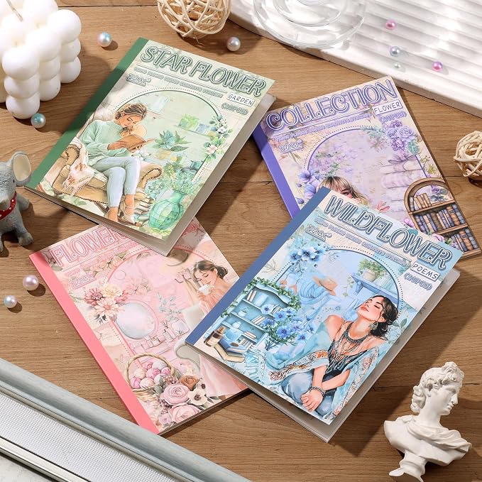 4 Book for Girls Scrapbooking Stickers Pre-Cut 480 washi Stickers PET People