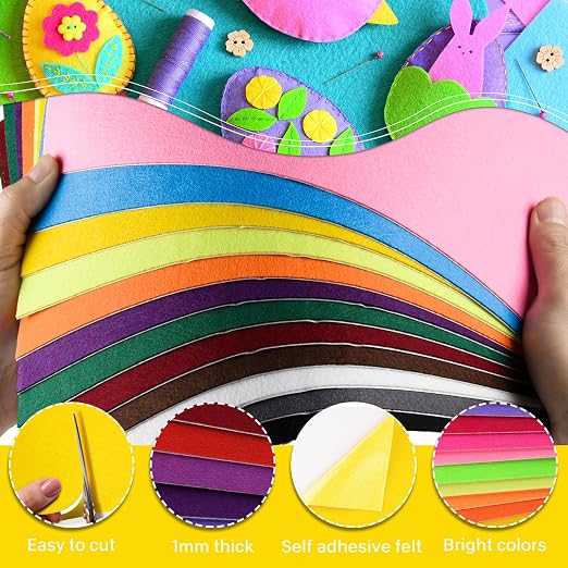 Morcheiong 12 Pcs Self Adhesive Felt Sheet Soft Felt Sheets